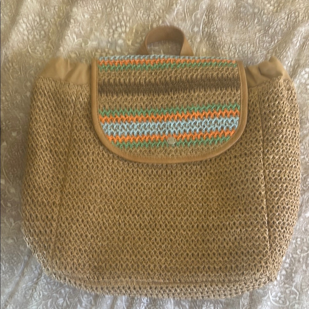Roxy Tan and Orange Backpack with Chevron Pattern